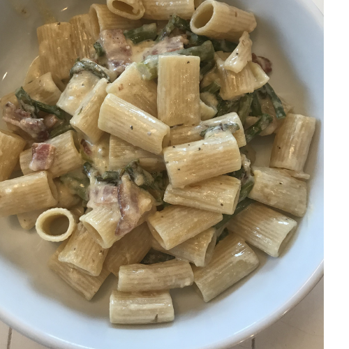 Creamy Bacon Asparagus Pasta - Lauren Nicole Jones